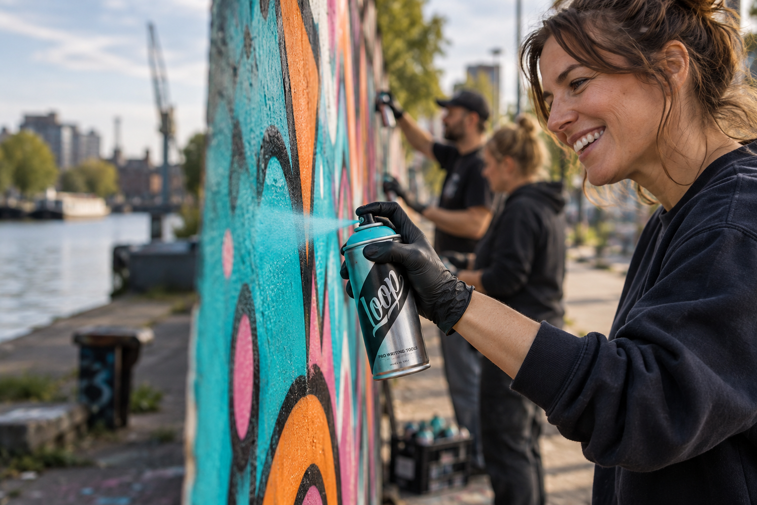 Illustratie van een graffiti workshop met een Loop-spuitbus
